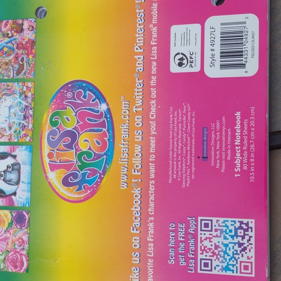 HTF New  Lisa Frank Spiral School 1 Subject Notebook - Picture 6 of 6